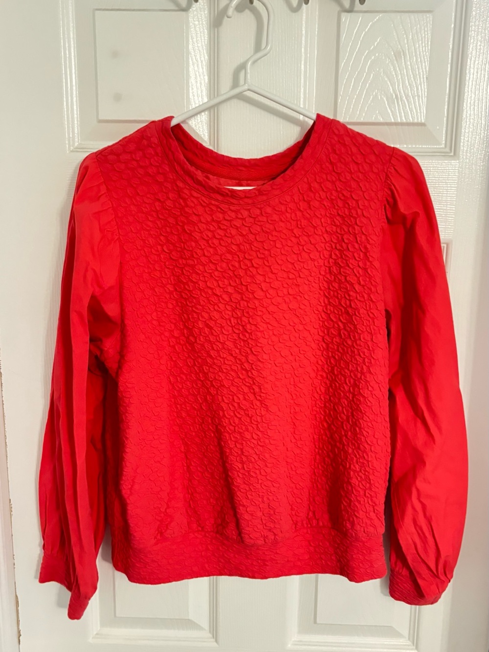 Anthropologie Red Textured Long Sleeve Sweatshirt